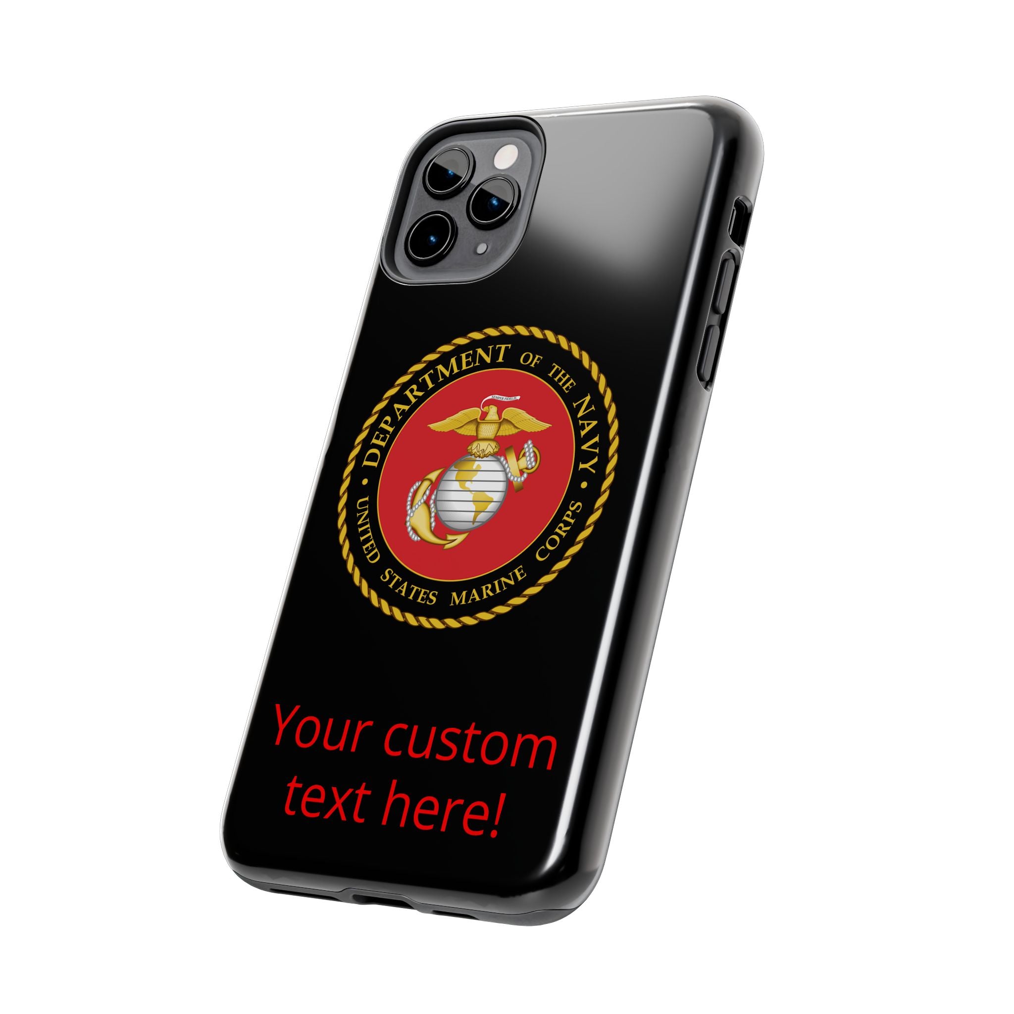 USMC Emblem Tough Phone Case — Custom Text Military iPhone Protector