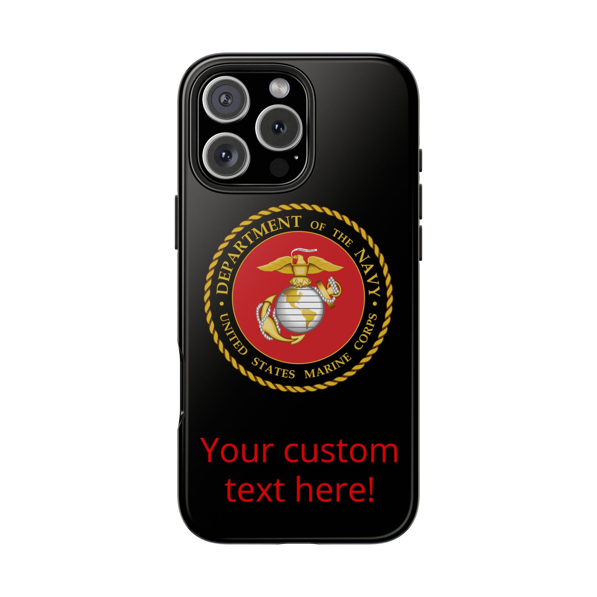 USMC Emblem Tough Phone Case — Custom Text Military iPhone Protector