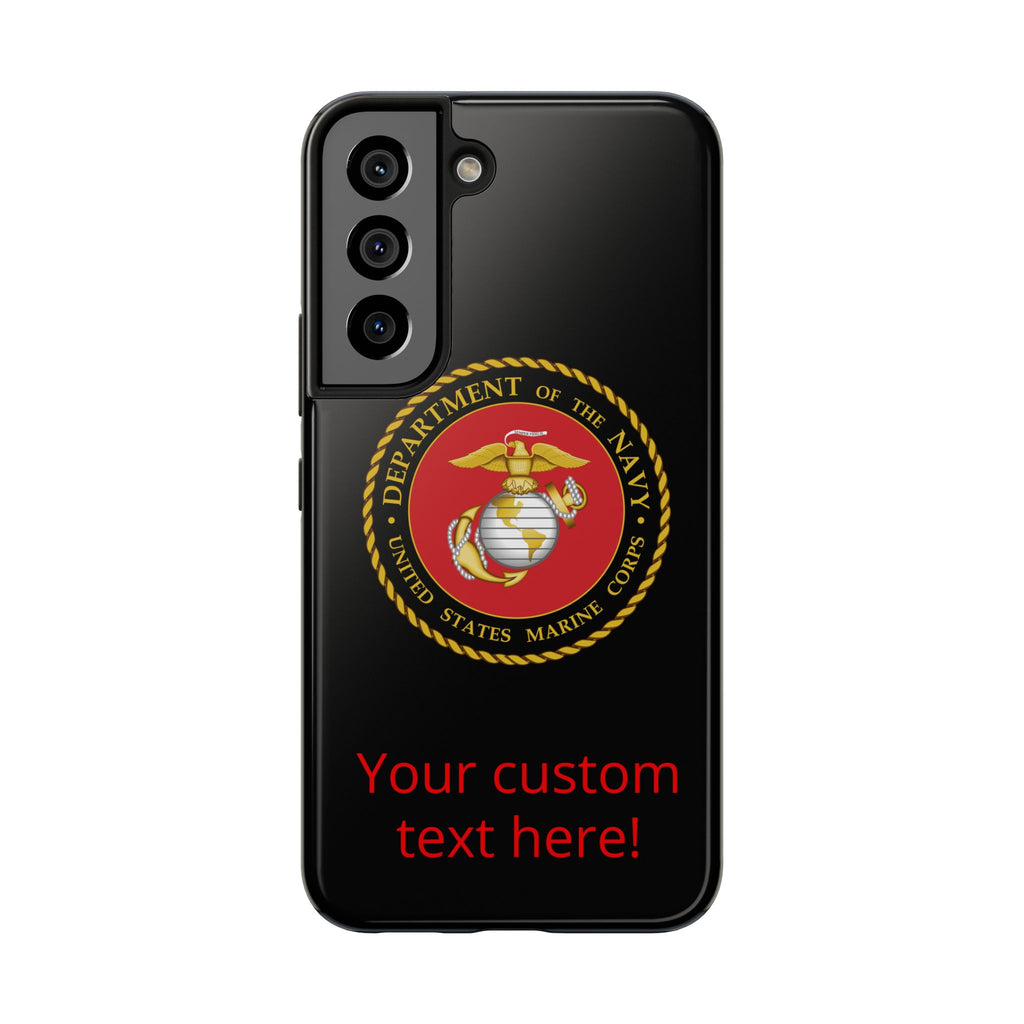 USMC Emblem Tough Phone Case — Custom Text Military iPhone Protector