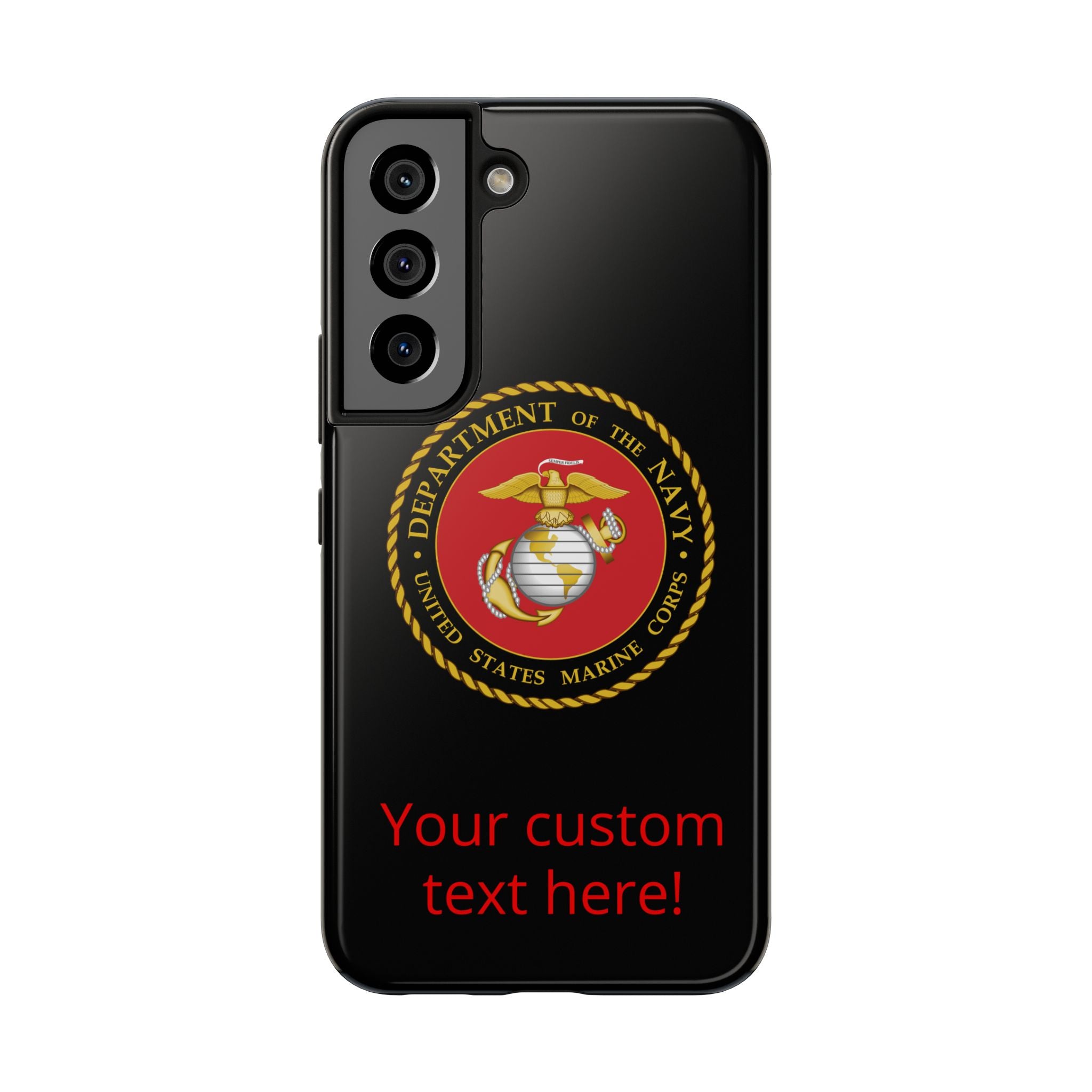 USMC Emblem Tough Phone Case — Custom Text Military iPhone Protector